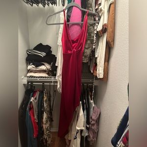 a dress with a v-shaped slit on the side.